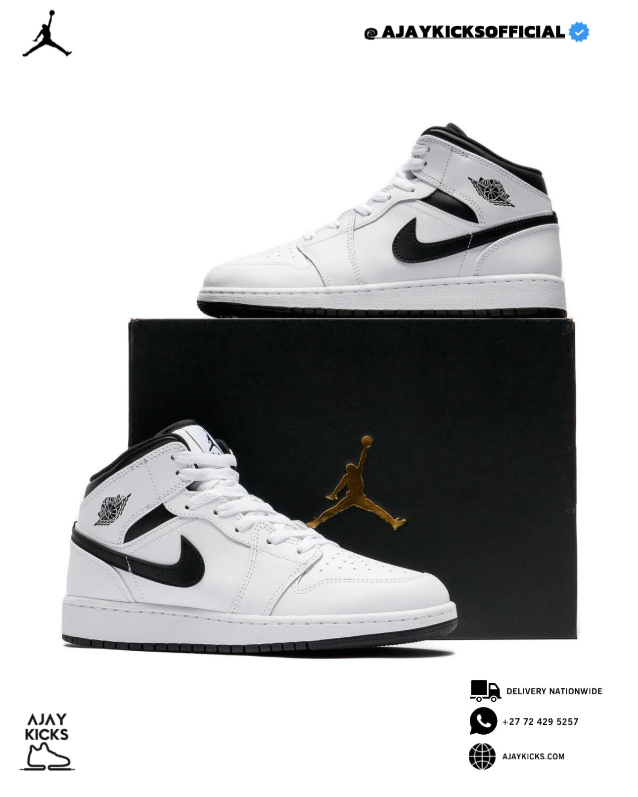 Jordan 1 Mid "White/Black"