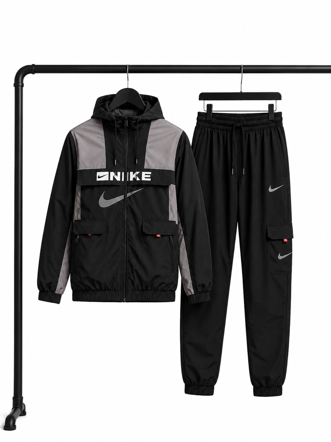 Nike Cargo Tracksuit Set – Black & Grey