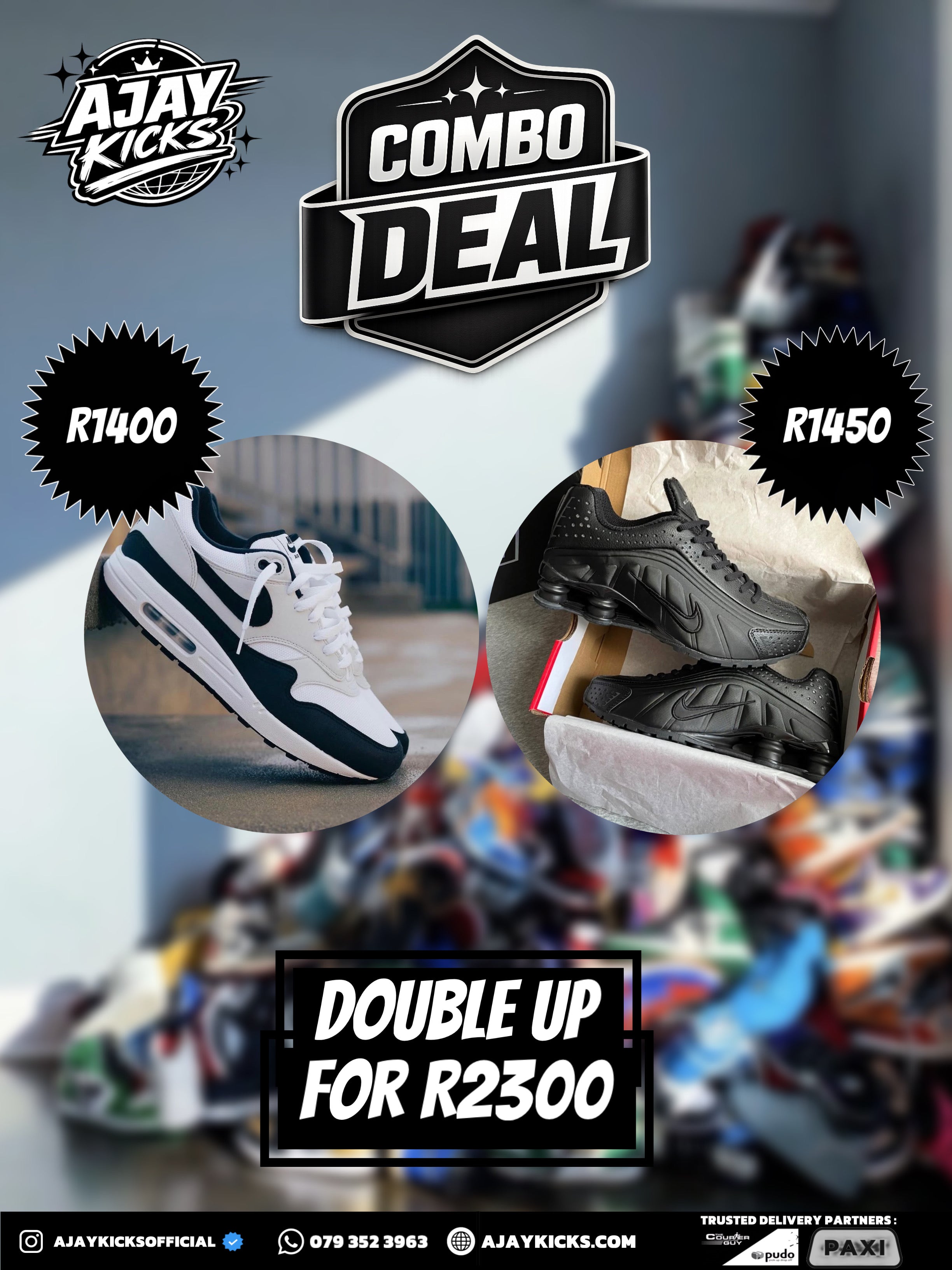 Nike Air Max 1 x Nike Shox R4 Black Combo Deal - Double Up for R2300