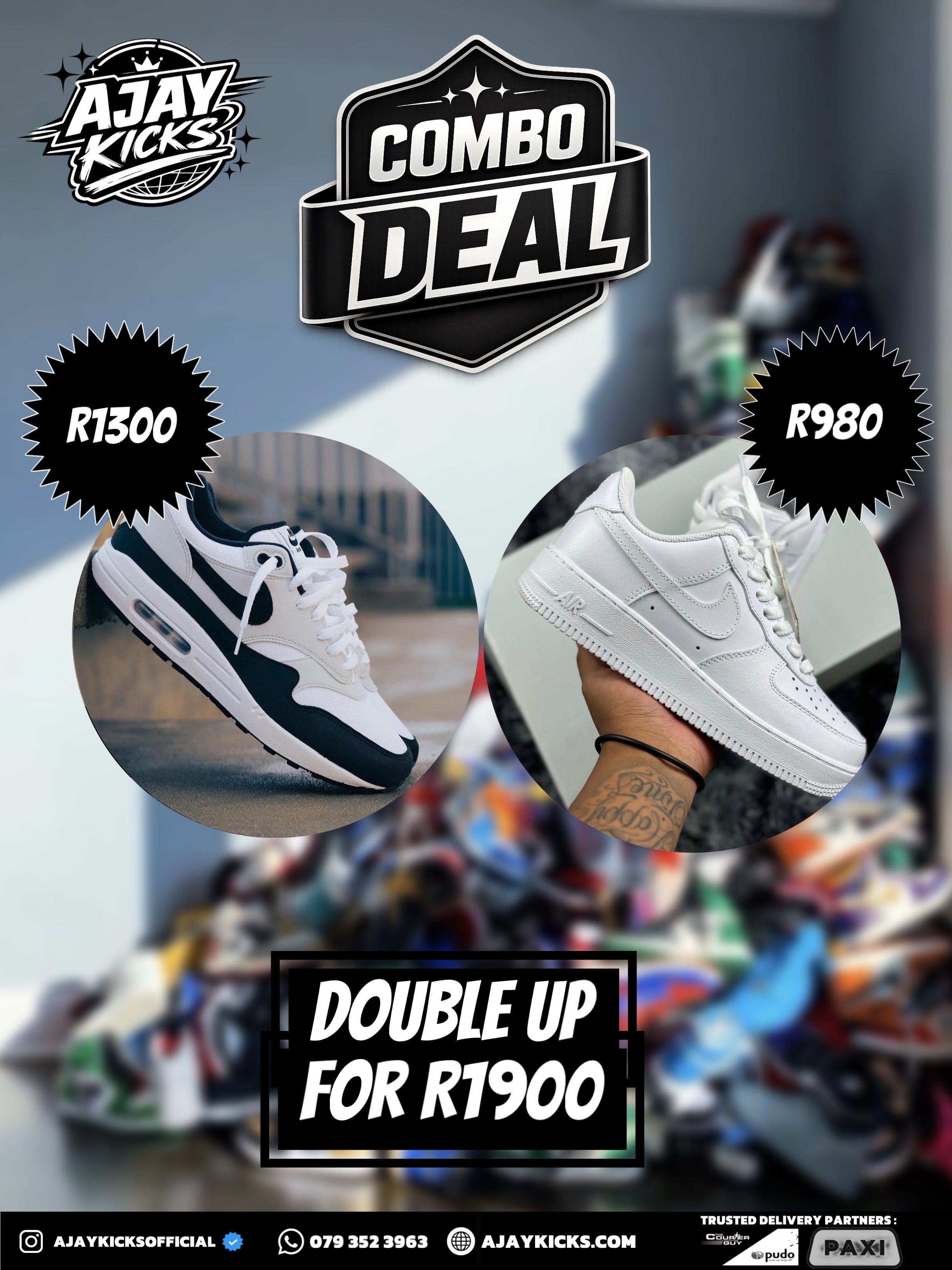 Nike Air Max 1 x Nike Air Force 1 Combo Deal - Double Up for R1900