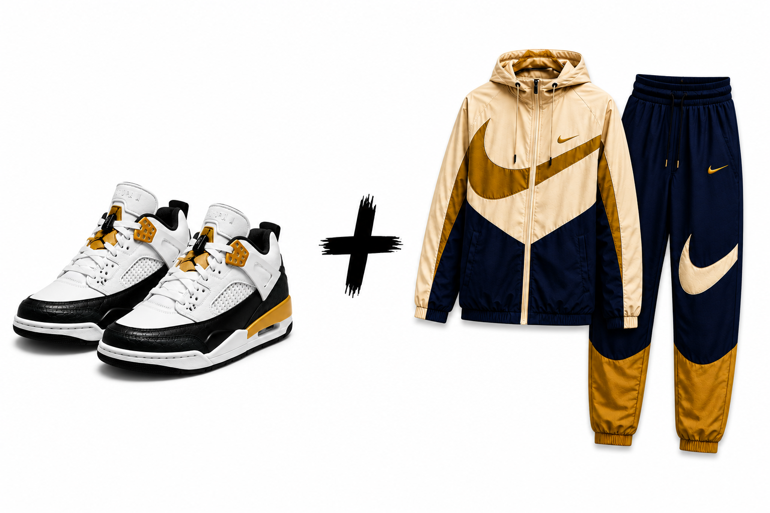 Air Jordan + Nike Tracksuit Combo (White/Gold/Navy)