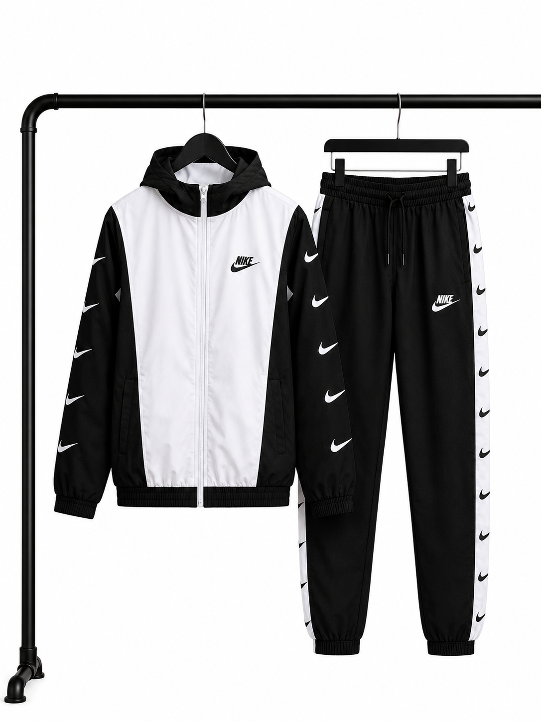 Nike Tracksuit Set – Black & White Swoosh