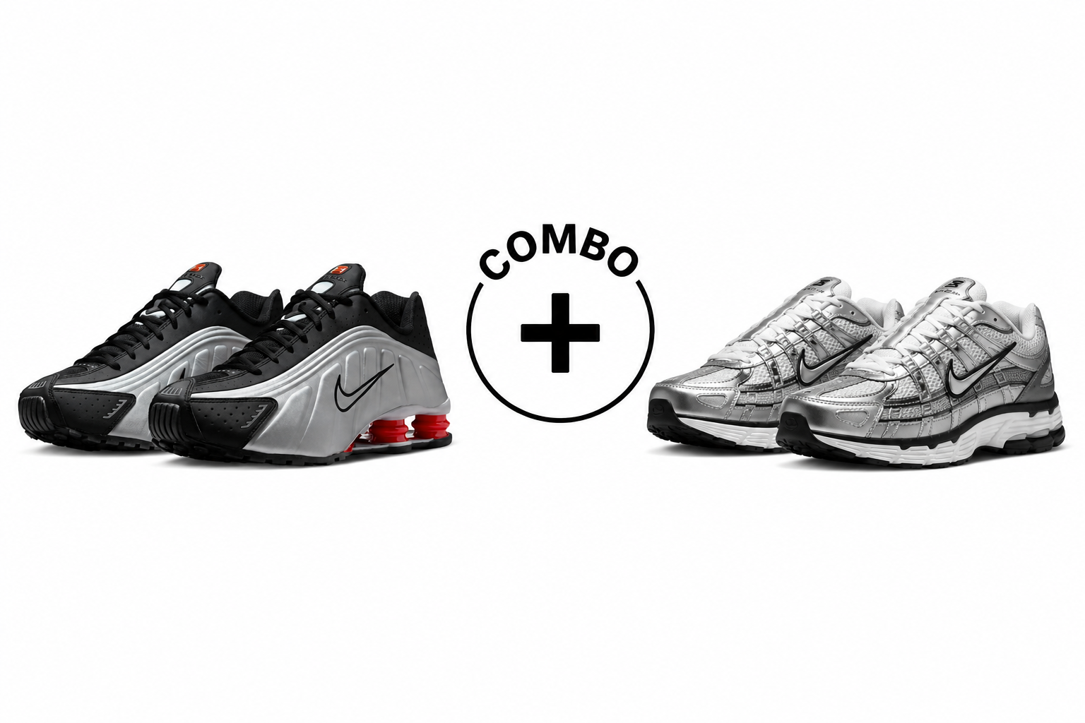 Shox R4 Silver/Black + P-6000 Silver Combo