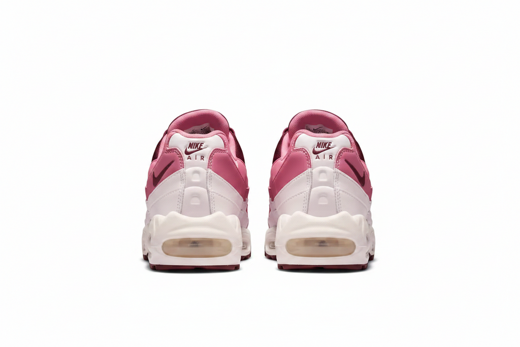 Nike Air Max 95 Big Bubble Pink Bordeaux rear view white background