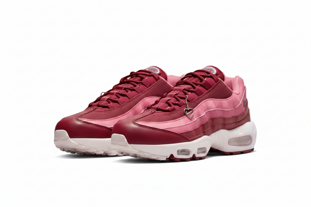 Nike Air Max 95 Big Bubble Pink Bordeaux pair front view white background